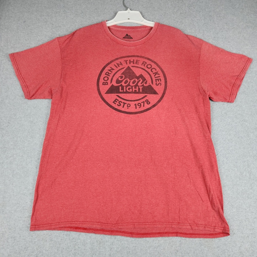 Coors Light Born in the Rockies T-Shirt Men XL Red Graphic Short Sleeve Crewneck